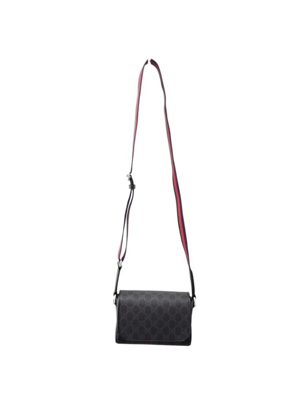 Gucci GG Super Mini Shoulder Bag Polyurethane Black Red